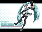  aqua_eyes aqua_hair detached_sleeves hands hatsune_miku headset highres legs long_hair microphone microphone_stand open_mouth pointing satsuki_imonet skirt solo thighhighs twintails very_long_hair vocaloid wallpaper 