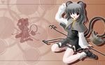  animal_ears basket black_hair grey_hair highres mouse mouse_ears nazrin red_eyes side_b solo tail touhou wallpaper 