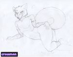  alopex anthro arctic_fox butt canine crossman fox fur genderbender male mammal nude pencil_(artwork) simple_background solo teenage_mutant_ninja_turtles traditional_media_(artwork) white_fur 