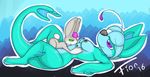  2016 breasts digital_media_(artwork) duo female fionthebunny fish hair male male/female mammal marine multi_breast nipples sex simple_background size_difference smile 