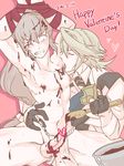  armor armpit_licking arms_up blush body_chocolate bound bound_arms censored chocolate chocolate_on_face closed_eyes dated fire_emblem fire_emblem_if food food_on_face fundoshi heart heart_censor hug hypertrampo japanese_clothes licking long_hair looking_down male_focus male_my_unit_(fire_emblem_if) multiple_boys my_unit_(fire_emblem_if) navel nipples one_eye_closed penis pink_background rokushaku_fundoshi simple_background spread_legs takumi_(fire_emblem_if) valentine waist_hug wooden_spoon yaoi 