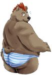  bear big_butt blush butt clothing colored kumagaya_shin male mammal presenting presenting_hindquarters rear_view simple_background solo speedo swimsuit white_background 