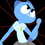  anthro blue_fur breasts cartoon_network cat clothed clothing dress_shirt feline female fist fist_up flutteringpie fur looking_up mammal mature_female mother nicole_watterson parent pink_nose shirt skirt solo the_amazing_world_of_gumball 