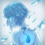  1girl blue_eyes blue_hair blue_skin female gradient gradient_background lapis_lazuli_(steven_universe) solo steven_universe upper_body water white_background 