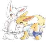  all_fours anal anal_penetration anthro balls blush canine clothed clothing clothing_lift cub cum cum_on_chest cum_on_face cumshot cute duo ejaculation fox kneeling lagomorph looking_at_viewer male male/male mammal nanashi_(pixiv) orgasm pants_down partially_clothed penetration penis perineum shirt shirt_lift underwear young 