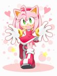  &lt;3 2016 amy_rose anthro black_nose blush boots clothing dress female footwear gloves green_eyes hair headband hedgehog mammal open_mouth pink_hair short_hair solo sonic_(series) video_games ねる 
