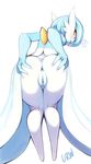  alternate_color artist_name ass ass_grab bent_over blue_hair clitoral_hood clitoris eyelashes from_behind gardevoir gen_3_pokemon grabbing_own_ass heart looking_back no_humans orange_eyes pokemon pokemon_(creature) pussy shiny_pokemon short_hair simple_background smile solo spread_ass uncensored urw white_background 