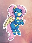  alasou blue_eyes equine eyelashes feathered_wings feathers feral fluttershy_(mlp) flying friendship_is_magic hair hooves mammal my_little_pony pegasus pink_hair solo wings wonderbolts_uniform yellow_feathers 