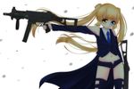  bicolored_eyes blue_eyes gun loli long_hair nakatsu_shizuru rewrite tie twintails weapon yellow_eyes 