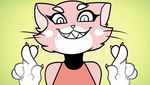  anthro blue_eyes cat claws fangs feline female fur grin looking_at_viewer mammal pink_dress pink_fur planet_dolan shima_luan whiskers 