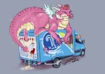  after_sex being_watched car cum dragon dragons_having_sex_with_cars eggplantina erection feral horn human ice_cream_truck looking_back male mammal penis pink_scales scales simple_background solo tongue tongue_out vehicle wings 