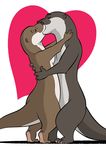  2016 breasts eyes_closed female kissing male mammal mustelid otter semiferal side_boob ukabor 