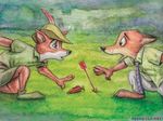  2016 arrow canine carrot disney food fox grrrwolf male mammal nick_wilde outside robin_hood surprise vegetable zootopia 