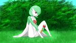  3_fingers anus breasts butt curious digital_media_(artwork) draquarzi female foliage gardevoir grass green_hair green_skin hair hi_res humanoid leaves musical_instrument nintendo outside pok&eacute;mon pokeflute pussy red_eyes solo spread_legs spreading video_games white_skin 