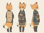  animal_ears blonde_hair commentary_request fox_ears fox_girl fox_tail from_behind furry gloves hair_ornament hair_stick japanese_clothes kimono looking_at_viewer multiple_views profile sandals short_hair simple_background smile tail yagi_(s1120411) yukata 