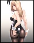  animal_ears ass big.g blonde_hair bunny_ears bunny_tail bunnysuit detached_collar fishnet_pantyhose fishnets from_behind highres long_hair original pantyhose red_eyes solo tail wrist_cuffs 