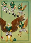  2014 avian bald_eagle bird cleats clothing drpickelle eagle football_(disambiguation) human male mammal pheagle running torn_clothing transformation uniform 