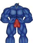  2016 abs anthro biceps big_muscles bulge clothed clothing digital_media_(artwork) erection flexing hi_res humanoid looking_at_viewer male muscular muscular_male nintendo pecs pok&eacute;mon sawk simple_background smile solo standing teeth topless video_games zephir 
