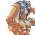  1boy abs blue_eyes dragon_ball dragonball_z future_trunks male_focus muscle nipples nude purple_hair solo_focus trunks_(dragon_ball) trunks_briefs white_background 