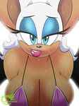  2016 anthro bat big_breasts bikini blue_eyes breasts cleavage clothed clothing female hair huge_breasts looking_at_viewer mammal omegasunburst rouge_the_bat smile solo sonic_(series) swimsuit white_hair wings 
