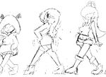  2016 animated black_and_white boots breasts butt cleavage clothed clothing female footwear goomba hair hair_covering_eyes hands_in_pockets hands_on_hips high_heels hoodie humanoid koopa mario_bros mask minus8 monochrome nintendo open_mouth pirannah_plant scalie shirt shorts shygirl shyguy simple_background sketch skimpy smile video_games walking 