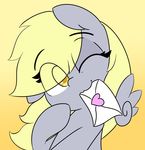  &lt;3 2016 9volt animated blinking blonde_hair cute derpy_hooves_(mlp) earth_pony equine female feral friendship_is_magic hair horse letter mammal mouth_hold my_little_pony one_eye_closed pony simple_background solo yellow_eyes 