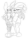  2016 anthro bat big_breasts breasts bunnie_rabbot cleavage clothed clothing duo female hyoumaru lagomorph mammal rabbit rouge_the_bat sonic_(series) 