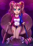  1girl baseball_bat batman_(series) harley_quinn_(cosplay) mallet my_little_pony my_little_pony_equestria_girls personification sunset_shimmer tagme uotapo 