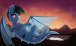  black_hair blue_skin claws cutie_mark day detailed_background dragon eyebrows fan_character flying hair male membranous_wings my_little_pony nude outside red_eyes silentwulv sky smile solo twilight wings 
