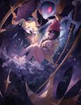  animal animal_hug aqua_shorts beanie blue_eyes brown_hair chain cloud crystal floral_print gen_3_pokemon gen_7_pokemon glowing glowing_eyes gold_chain hat holding holding_pokemon jirachi kanekiru legendary_pokemon looking_at_viewer lunala mizuki_(pokemon) night pokemon pokemon_(creature) pokemon_(game) pokemon_sm red_eyes red_hat rowlet short_hair short_sleeves shorts sitting_on_cloud sky sleeping sleeping_on_person smile star_(sky) starry_sky transparent_wings wide_sleeves yellow_eyes 