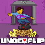  2016 ambiguous_gender bludermaus child clothed clothing digital_media_(artwork) english_text hair human humor jumping mammal protagonist_(undertale) simple_background skateboard skateboarding solo text undertale video_games young 