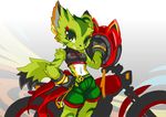  2016 anthro breasts carol_tea clothed clothing feline female freedom_planet freedom_planet_2 fur green_fur mammal midriff motorcycle navel scarf solo tysontan video_games wildcat 