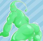  anus backsack balls biceps butt colored cute digital_drawing_(artwork) digital_media_(artwork) frown goo green_body league_of_legends light looking_at_viewer male muscular muscular_male nude penis perineum rear_view ringersoul shaded signature solo toony video_games yellow_eyes zac_(lol) 