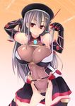  blush breasts character_request highres huge_breasts long_hair red_eyes see-through solo source_request tight tokihama_jirou 