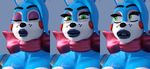  3d_(artwork) animatronic black_nose blue_skin digital_media_(artwork) disembowell_(artist) eyes_closed female five_nights_at_freddy&#039;s five_nights_at_freddy&#039;s_2 green_eyes lagomorph lips looking_at_viewer machine mammal rabbit robot toy_bonnie_(fnaf) video_games white_skin 