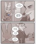  2016 blueberry_(fruit) cane canine comic disney door female food fox fruit july_hopps_(mistermead) lagomorph male mammal mistermead nick_wilde rabbit speech_bubble suit text zootopia 