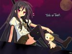  alastor_(shakugan_no_shana) black_hair crossover doll halloween jewelry long_hair moon nanatsuiro_drops natsumiya_yuzu pendant red_eyes school_uniform shakugan_no_shana shana sword thighhighs trick_or_treat weapon yuki-chan 