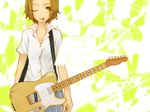  bad_id bad_pixiv_id brown_eyes brown_hair electric_guitar fender guitar highres instrument k-on! mouth_hold nishiuri_warito one_eye_closed plectrum school_uniform short_hair solo tainaka_ritsu telecaster tomboy 