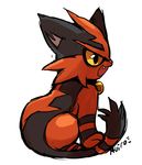  artist_name black_eyes cat fang full_body gen_7_pokemon huiro looking_to_the_side no_humans open_mouth pokemon pokemon_(creature) simple_background sitting sketch smile tooth torracat v-shaped_eyebrows white_background yellow_sclera 