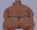  12beat13 bear beat_you_(artist) big_butt blush bulge butt clothing colored eyewear glasses male mammal presenting presenting_hindquarters rear_view simple_background solo thong 