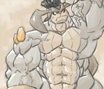  2014 abs anthro anthrofied armpits biceps big_biceps colored digital_drawing_(artwork) digital_media_(artwork) front_view frown hyper hyper_muscles legendary_pok&eacute;mon light looking_away male manly muscular muscular_male navel nintendo nude obliques pecs pinup pok&eacute;mon pok&eacute;morph pose schwartzgeist serratus shaded simple_background solo standing tan_background terrakion toony two_tone_body vein video_games yellow_eyes 