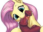  2016 animal_genitalia animal_penis balls colored duo equine equine_penis female feral fluttershy_(mlp) friendship_is_magic fur hair hi_re horse long_hair mammal my_little_pony oral penis pink_hair pony sex simple_background solo_focus tongue tongue_out vistamage white_background yellow_fur 