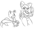  2016 anthro bat big_breasts breasts canine cleavage clothed clothing duo erection female fox hyoumaru male mammal miles_prower penis rouge_the_bat sonic_(series) 