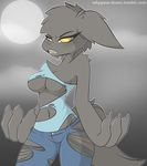  canine claws clothing cute fangs full_moon halloween holidays mammal moon torn_clothing were werewolf whygena-draws wolf 