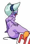  1_eye animated anthro anus bra breasts butt clothed clothing cyclops digital_media_(artwork) female ghost ghost_tail hair insomni looking_back pixel pixel_(artwork) pixel_animation pointy_ears purple_skin red_eyes simple_background spirit underwear white_hair yo-kai_watch youkai 赤井 