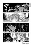  bare_shoulders blush close-up comic commentary_request folded_ponytail greyscale hair_ribbon hat headgear i-19_(kantai_collection) inazuma_(kantai_collection) japanese_clothes kaga_(kantai_collection) kantai_collection long_hair monochrome multiple_girls noise_(tsuzuki) ribbon ripples school_swimsuit shaded_face shinkaisei-kan side_ponytail signature star star-shaped_pupils sweatdrop swimsuit symbol-shaped_pupils teeth translation_request twitter_username water wo-class_aircraft_carrier 