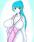  aoi_(gegege_no_kitarou) breasts cleavage covered_nipples gegege_no_kitarou hair_ribbon japanese_clothes kimono large_breasts miko miyawoo pale_skin ponytail ribbon solo yuki_onna 