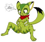 anthro bandanna breasts carol_tea cat cel_shading feline female fingering freedom_planet fur green_eyes green_fur mammal masturbation mostly_nude nipples pussy simple_background sitting solo text unknown_artist vaginal vaginal_fingering video_games white_background 
