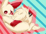  ambiguous_gender anthro cub cute looking_at_viewer nintendo pattern_background pok&eacute;mon red_eyes shadow simple_background sitting solo striped_background video_games young zangoose 典藏haodai 