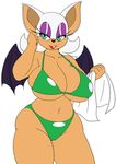  2016 anthro bat big_breasts bikini breasts cleavage clothed clothing female huge_breasts mammal membranous_wings rouge_the_bat smile solo sonic_(series) speeds swimsuit wings 